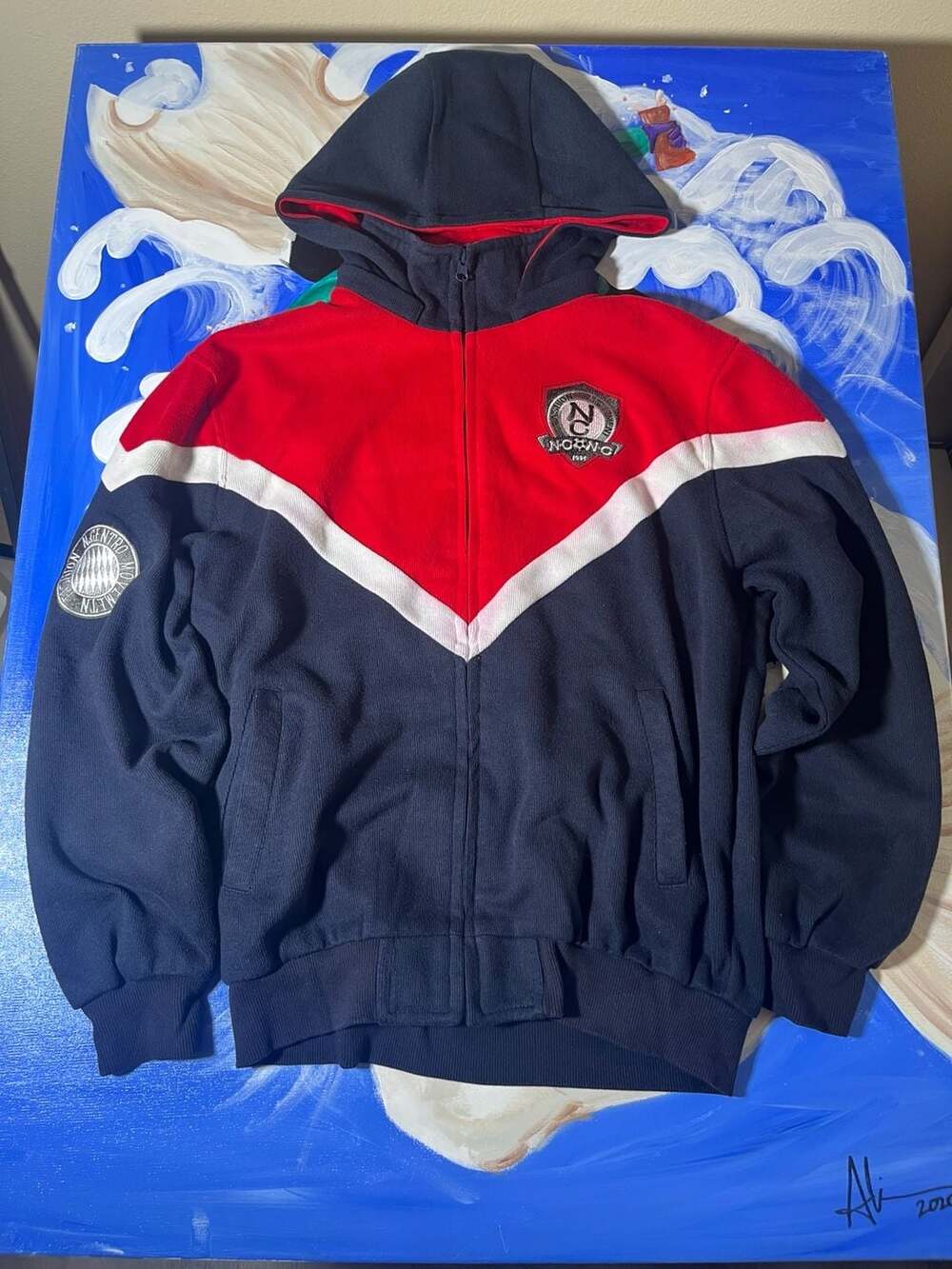 N. Centro Fashion Movement Full-Zip Hooded Jacket with Embroidered Patches